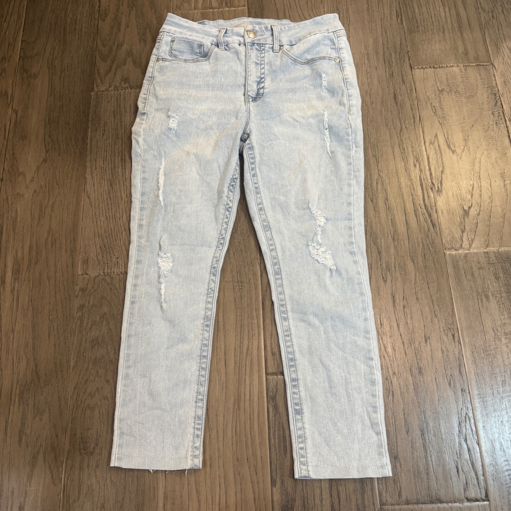 Seven7 Women's Size 10 Light Wash Distressed Raw Hem Denim Jeans